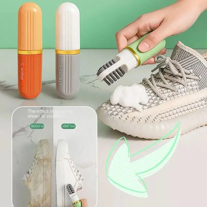 Portable Shoes Cleaner Brush with Spray & Despenser Capsule