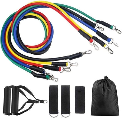 11-Piece Full Body Resistance Band Set - 5 Stackable Exercise Bands up to 100LBS