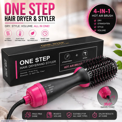 VelvaGlam 4-IN-1 Pro Blowout Brush One Step Hair Dryer, Straightener & Volumizer