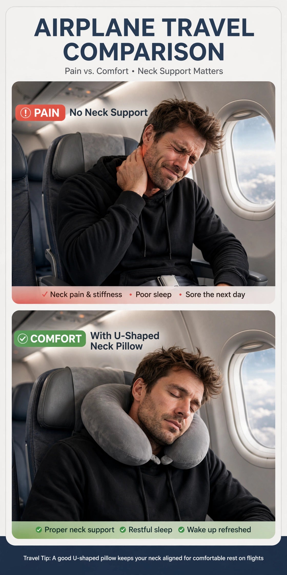 CloudRest™ Memory Foam Travel Neck Pillow